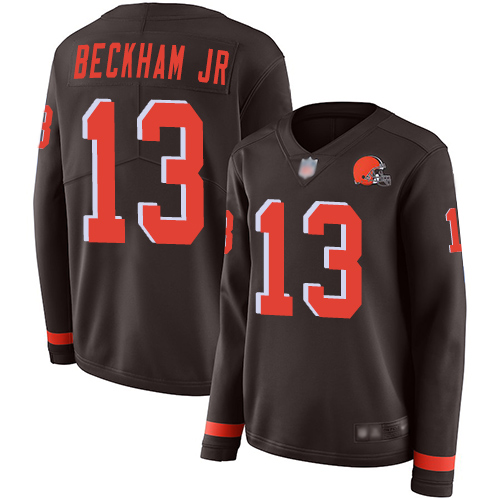 Cleveland Browns Odell Beckham Jr Women Brown Limited Jersey #13 NFL Football Therma Long Sleeve->women nfl jersey->Women Jersey